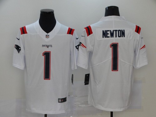 Men's New England Patriots Cam Newton #1 White Jersey